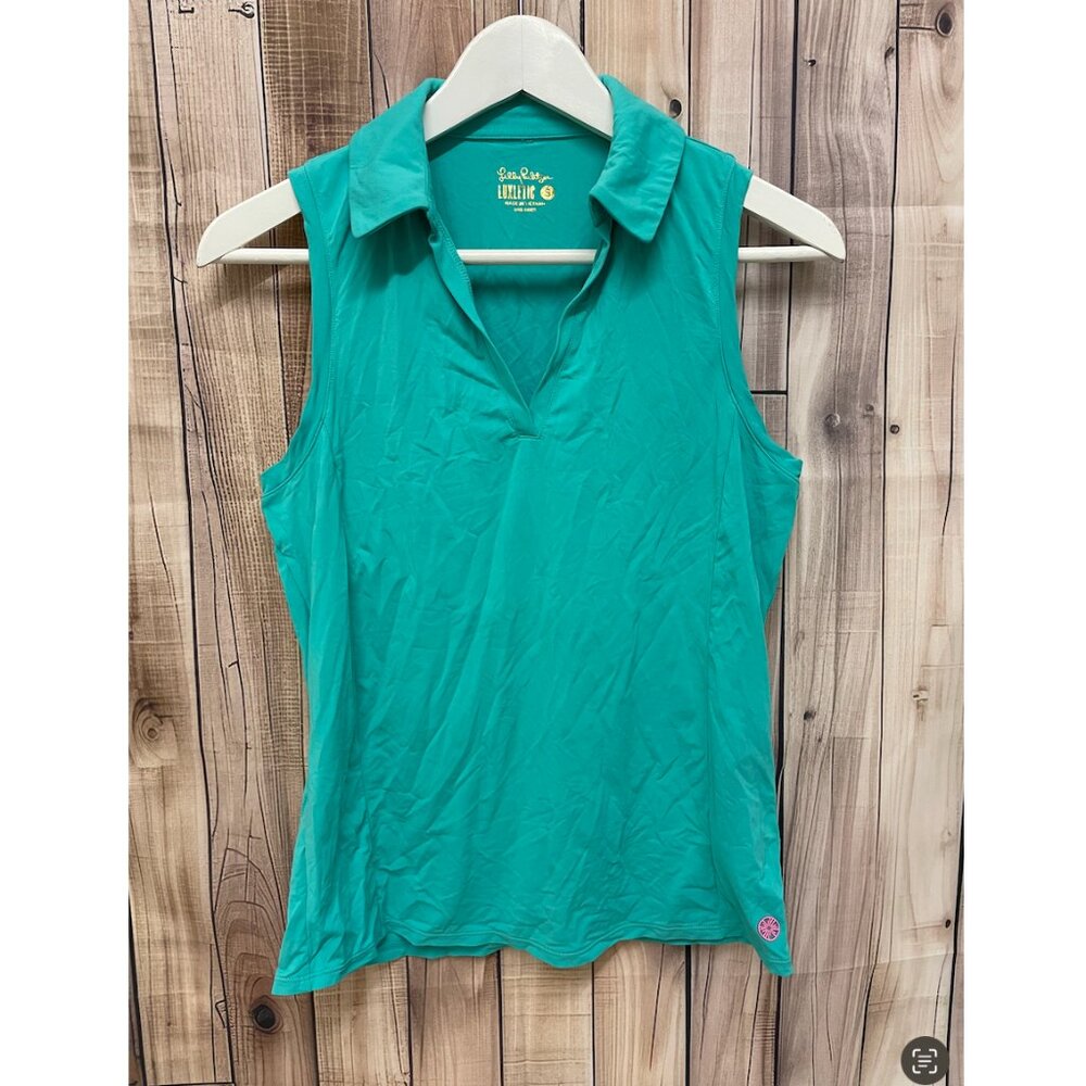 Lilly Pulitzer Luxletic Polo Green Turquoise Golf Tennis Athletic Size S